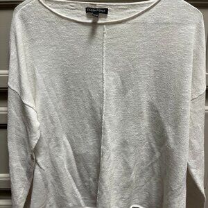 EILEEN FISHER Organic Linen/Cotton White Sweater - Size XS